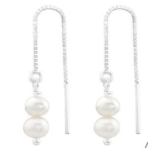 Pearl Silver Threader Earrings Sterling and Freshwater Pearls
